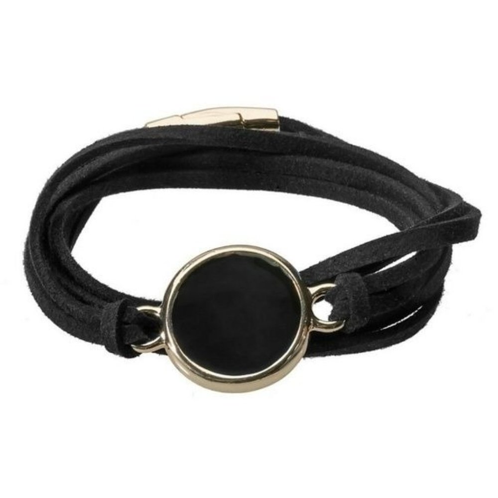 Fanfare Enamel‎ Disk Wrap Bracelet  - Black